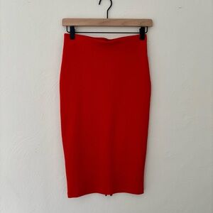 H&M Bold Red Midi Pencil Skirt | Valentine’s Day, high waisted, business casual